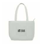 Bolsa grande de pana de poliéster con cremallera 220 g/m² color azul claro vista de impresión