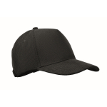 Gorra de pana 5 paneles con cierre ajustable 220 g/m² color negro