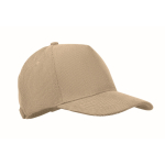 Gorra de pana 5 paneles con cierre ajustable 220 g/m² color beige