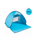 Tienda de playa de poliéster 190T ligera con ganchos y funda color turquesa vista de impresión