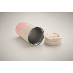 Vaso de acero inoxidable antigoteo con tapa 350ml color rosa vista fotografía tercera vista