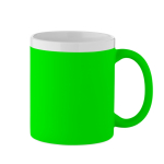 Taza de cerámica con acabado mate con borde blanco 300ml color verde fluorescente