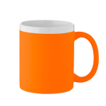 Taza de cerámica con acabado mate con borde blanco 300ml color naranja fluorescente