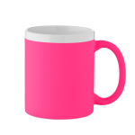 Taza de cerámica con acabado mate con borde blanco 300ml color fucsia fluorescente