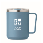 Vaso de doble pared con tapa deslizante transparente 400ml color negro mate vista de impresión