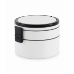 Fiambrera redonda de doble pisos de 250/700 ml y asas color blanco