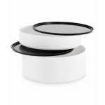 Fiambrera redonda de doble pisos de 250/700 ml y asas color blanco cuarta vista