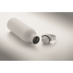 Botella de acero inoxidable con acabado de caucho 500 ml color blanco vista fotografía cuarta vista