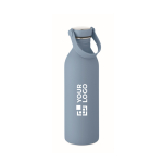 Botella de acero inoxidable con acabado de caucho 500 ml color azul petróleo vista de impresión