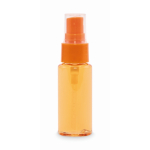 Bote pulverizador corporal con pulsador y tapa 30ml color naranja transparente tercera vista