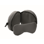 Almohada de viaje 2 en 1 con antifaz incorporado color gris oscuro