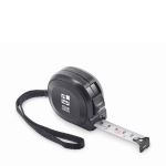 Cinta métrica en plástico reciclado con cinta de acero 3M color negro vista de impresión