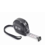 Cinta métrica de plástico reciclado con cinta de acero 5M color negro vista de impresión