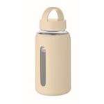 Botella de vidrio borosilicato con funda silicona 600 ml color beige