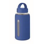 Botella de vidrio borosilicato con funda silicona 600 ml color azul real
