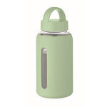 Botella de vidrio borosilicato con funda silicona 600 ml color verde menta