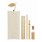 Set de escritura en bolsa de yute con varios útiles escolares color negro segunda vista