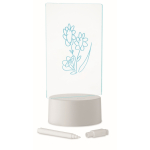 Pizarra LED acrílica con base aluminio y rotulador blanco color blanco quinta vista