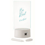 Pizarra LED acrílica con base aluminio y rotulador blanco color blanco vista principal quinta vista