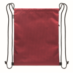 Mochila de cuerdas de RPET con bolsillo lateral y cremallera color burdeos tercera vista