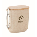 Set de cables en estuche con tapa que sirve como soporte móvil color beige vista principal