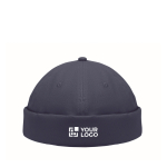 Gorro estilo Docker de algodón con malla y hebilla 260 g/m² color azul vista de impresión
