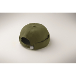 Gorro estilo Docker de algodón con malla y hebilla 260 g/m² color verde militar vista fotografía tercera vista
