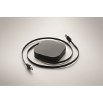 Cable retráctil tipo-C con transferencia de datos y soporte móvil color negro vista fotografía tercera vista