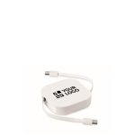 Cable retráctil tipo-C con transferencia de datos y soporte móvil color blanco vista de impresión