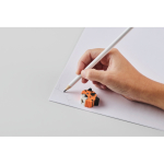 Lápiz de madera con goma de borrar de animales color blanco vista fotografía quinta vista