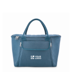 Bolsa nevera picnic de RPET para 2 con set completo color azul vista de impresión