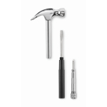 Martillo de acero al carbono con 4 destornilladores en mango color plateado tercera vista