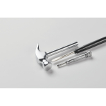 Martillo de acero al carbono con 4 destornilladores en mango color plateado vista fotografía cuarta vista