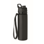 Botella plegable de silicona con tapa y correa elástica 500 ml color negro