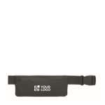 Riñonera de running en poliéster RPET 600D con cremallera color negro vista de impresión