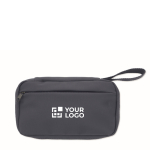 Neceser pequeño de RPET 600D con cremallera y malla interior color azul marino vista de impresión