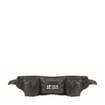 Riñonera deportiva de poliéster RPET con bolsillos y malla color negro vista de impresión