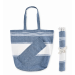 Set de toalla hammam y bolsa de playa 180 g/m² color azul segunda vista