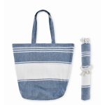 Set de toalla hammam y bolsa de playa 180 g/m² color azul tercera vista