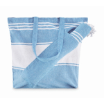 Set de toalla hammam y bolsa de playa 180 g/m² color turquesa