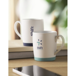 Taza cerámica blanca mate con base de silicona a color 300ml color turquesa vista bodegón principal