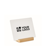 Placa de aluminio sublimado con base de bambú 12 x 15cm color madera vista de impresión