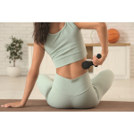 Pistola de masaje con 2 velocidades y batería 1200mAh en bolsa color negro vista bodegón