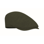 Gorra tipo boina plana de poliéster con hebilla metálica 335 g/m² color verde oscuro