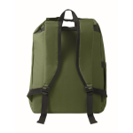 Mochila roll top RPET para portátil con bolsillo lateral elástico 15'' color verde militar cuarta vista