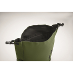 Mochila roll top RPET para portátil con bolsillo lateral elástico 15'' color verde militar vista fotografía septima vista