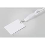 Identificador para lanyard con ranura 12 x 8 cm color blanco vista fotografía tercera vista