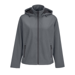 Chaqueta softshell de mujer con capucha y forro polar SOL'S color gris oscuro