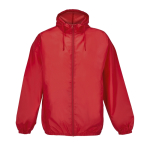 Chaqueta cortavientos de poliéster 190T con capucha SOL'S color rojo quinta vista