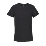 Camiseta de algodón semi peinado unisex en cuello V SOL'S color negro tercera vista